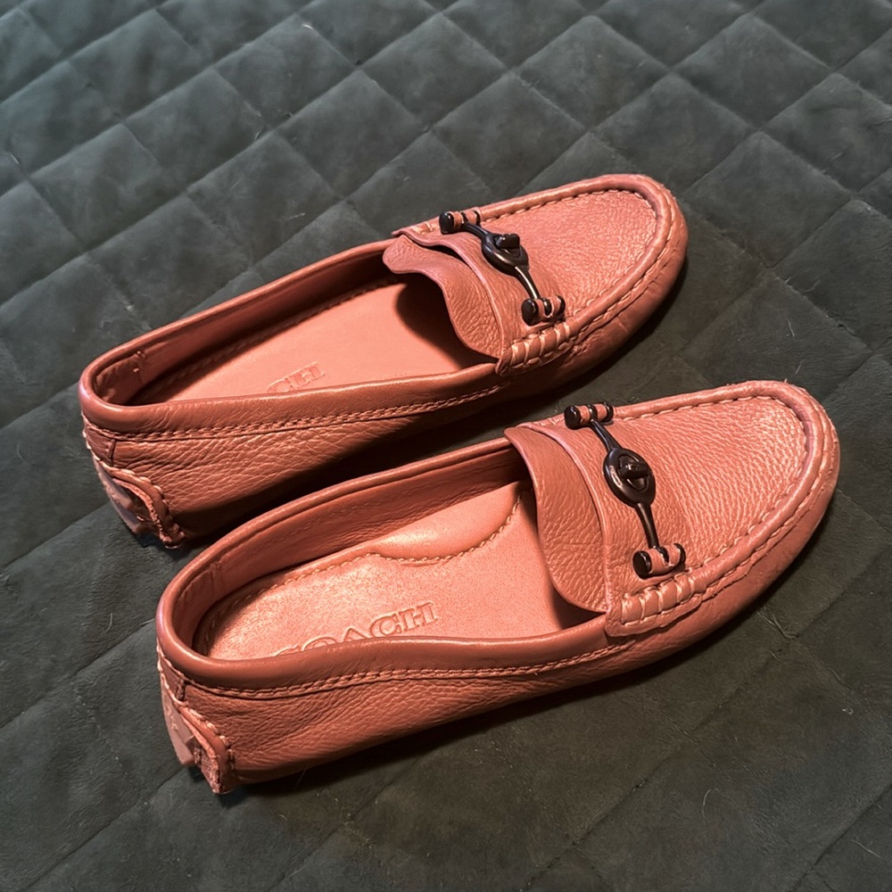 Brown Leather Coach Loafer Shoes